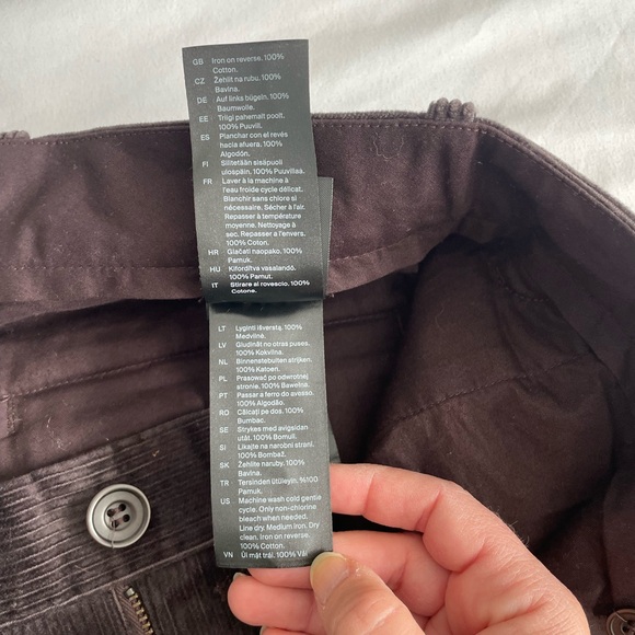 COS Dark Brown Corduroy 100% Cotton Straight Leg Pant Trouser - Picture 12 of 16